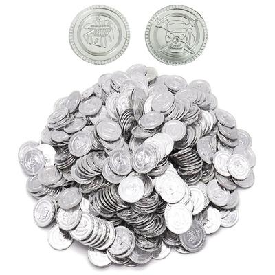 FUPUTWO 300 Antique Gold Coins, Treasure Chest, Gold Money, Old Coins, Pirate, Casino (Silver)