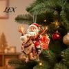 Indoor Christmas Theme Ornaments 8/16/24/32Pcs 2D Flat Wooden Ornaments, Santa Claus Riding Bicycle Hanging Winter Holiday Craft Decorations
