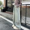 Mädchenjeans Schmetterlingsflicken Denim Weitbeinige Hosen Kinder Straight Leg Hosen