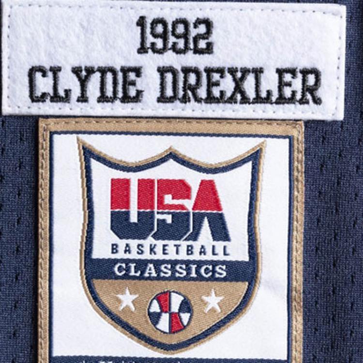 Mitchell & Ness Autentyczna Koszulka Drużyna USA 1992 Clyde Drexler 'Granatowo Czerwona' Męska AJY4GS18411-USANAVY92CDR