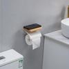 Wonshiu Toilet Paper Holder, Natural Wood with Top, Stylish Single Roll Holder (Natural x White, Single)