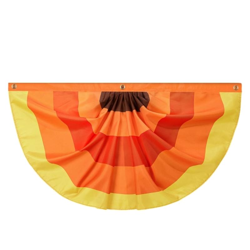 Double Thanksgiving Fan for Yard Decors 3 Reinforced Eyelets Durable Polyester Seasonal Hanging Bauble 1.5x3