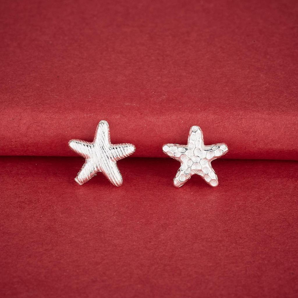 S925 Sterling Silver Brushed Starfish Spacer Beads for DIY Clavicle Chain Necklace