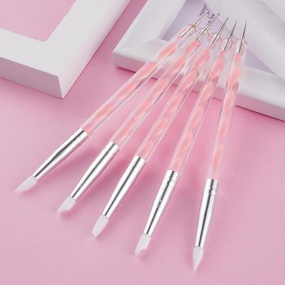 Strumento per punteggiare in acciaio inossidabile con penna a doppia testa per fiori in silicone acrilico a 2 vie da 5 pezzi