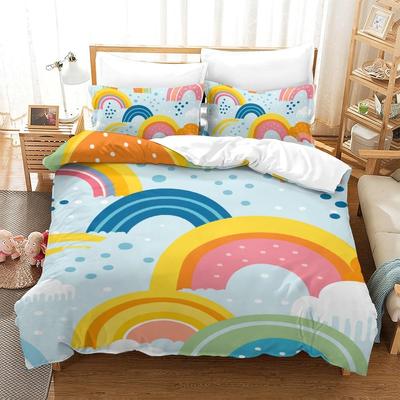 3D Printing Duvet Cover Set Rainbow Decorative Duvet Cover 2pcs With Pillow Cases75*50cm, Bedding Cover for Boys Adult Single