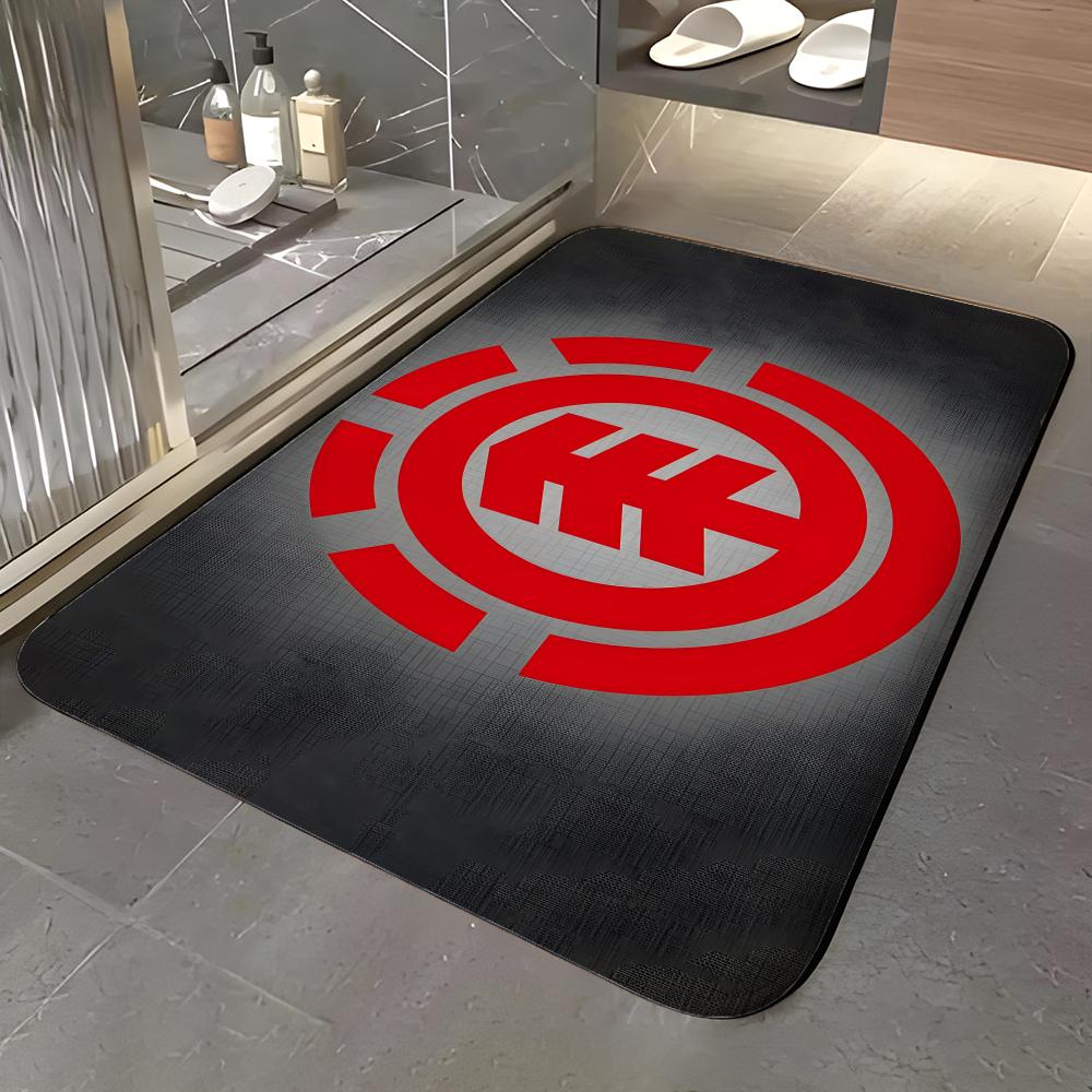 Fashion E-Element Skateboards Logo Floor Mat Soft Flannel Entrance Door Mat Non Slip Absorbent Bathroom Bedroom Floor Rug