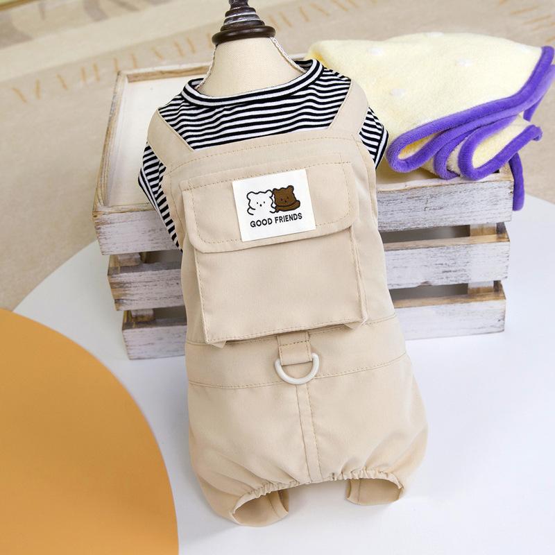 Pet Teddy Dog Clothes Spring Autumn Summer Thin Traction Four-legged Overalls