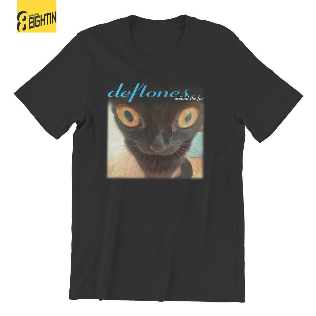 Deftones Around The Fur Cat T Shirt for Men 100% Cotton Funny T-Shirts Crew Neck Tees Short Sleeve Clothes 4XL 5XL