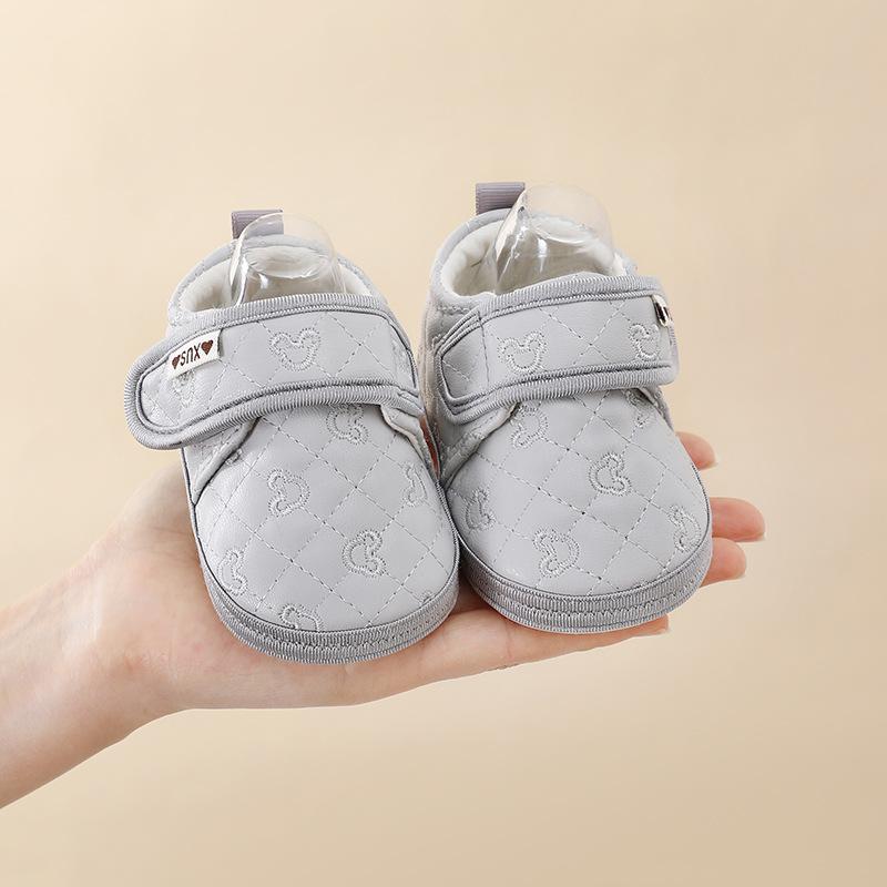 

Зимняя детская хлопковая обувь для малышей 6-12 месяцев, обувь для первых шагов, мягкая подошва, спортивная обувь для младенцев 13 серый