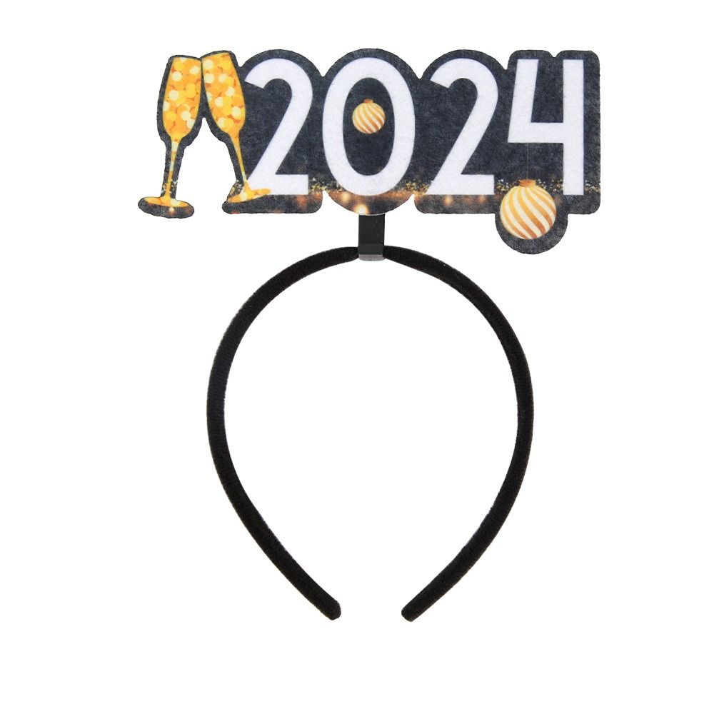 Sequin 2024 Happy New Year Headband Tinsel New Year Headdress Christmas Headpiece  New Year Gift