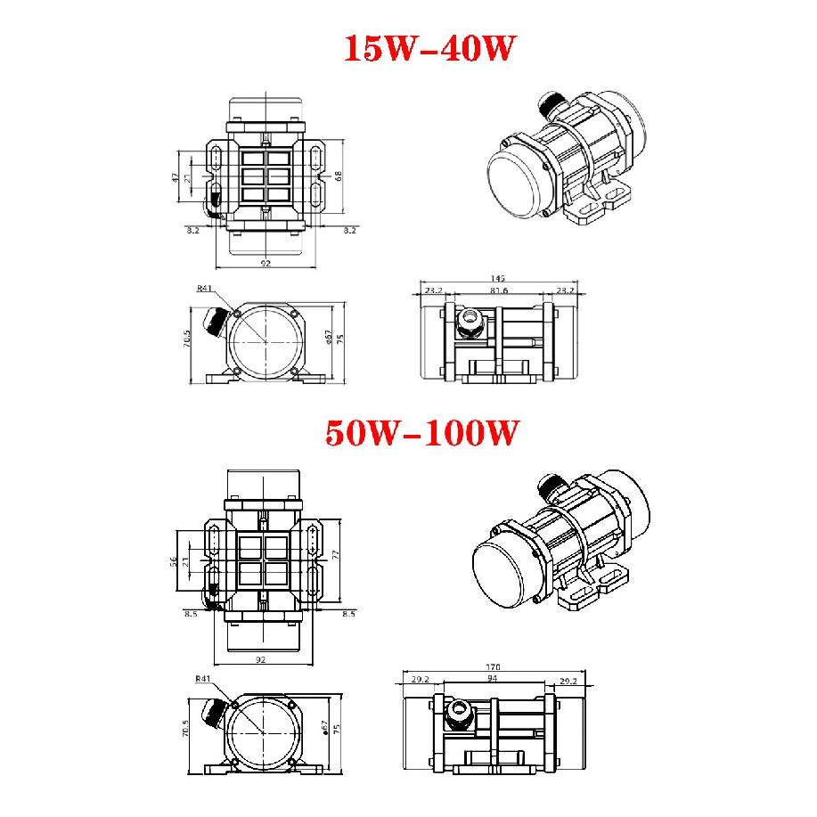 Waterproof Vibrating Motor 220V 20/30/40/60W Feeding Machine Vibrate Motors for Shotcrete Machine Vegetable Washing Machine