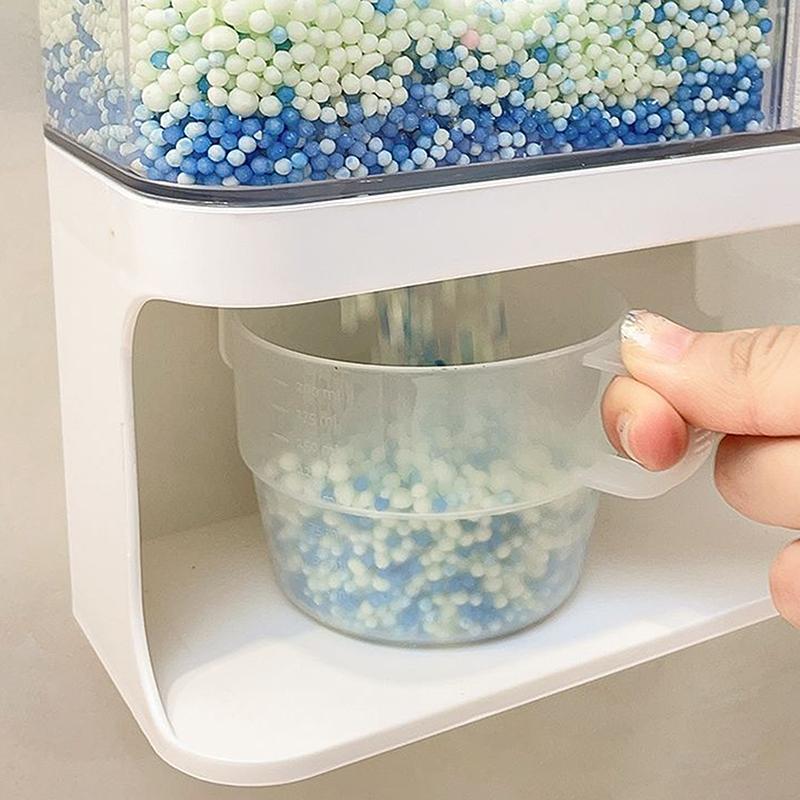 Transparent Wall-Mounted Dustproof Storage Jar With Cup Suitable For Storing Laundry Beads Fragrance Beads Washing Powder