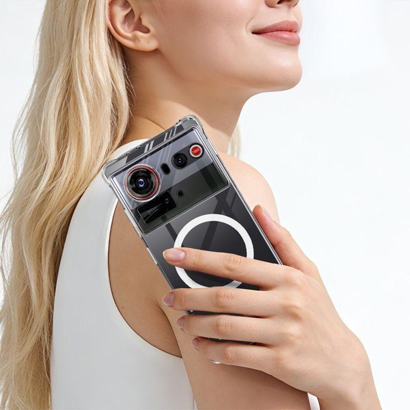 Magnetic Case For ZTE Nubia Z80 Ultra Z70 S Z60 Ultra For MagSafe Transparent TPU Soft Silicone Phone Cover Shockproof Bumper
