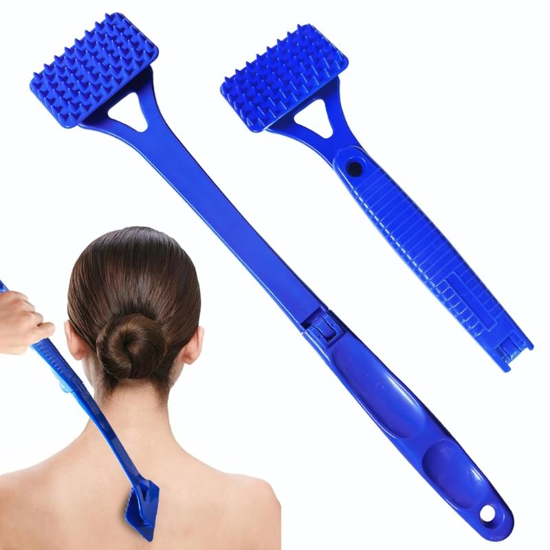 Extendable Collapsible Back Massage Multipurpose Body Scratcher For Humans Pets Gentle Bristles Ergonomic Handle