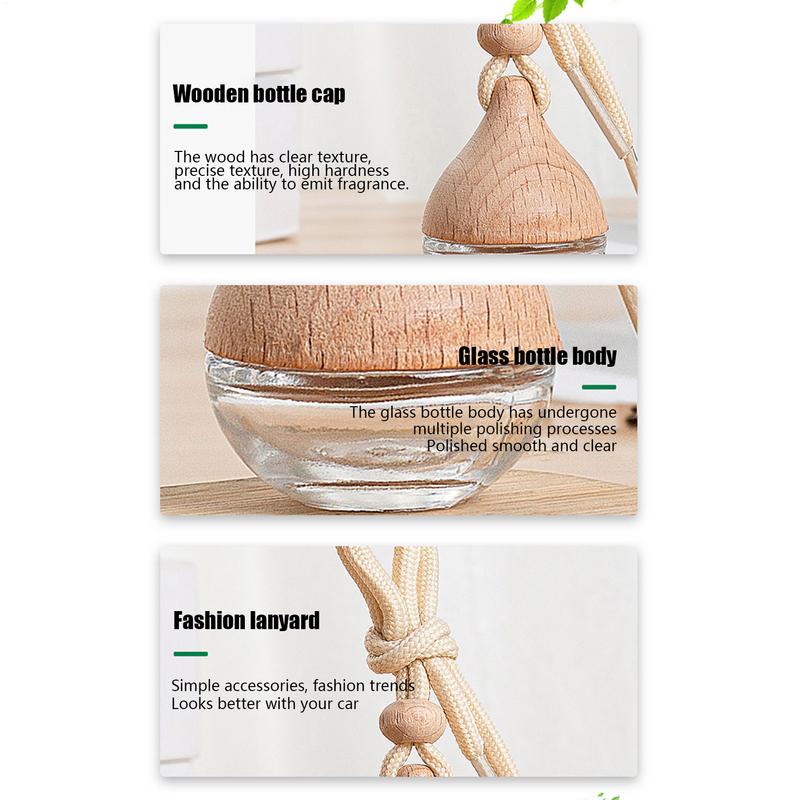 Car Hangings Air Freshener Bottle Diffuser Wooden Glass Hanging Transparent Perfume Bottle Purifying Car Interior Accessories