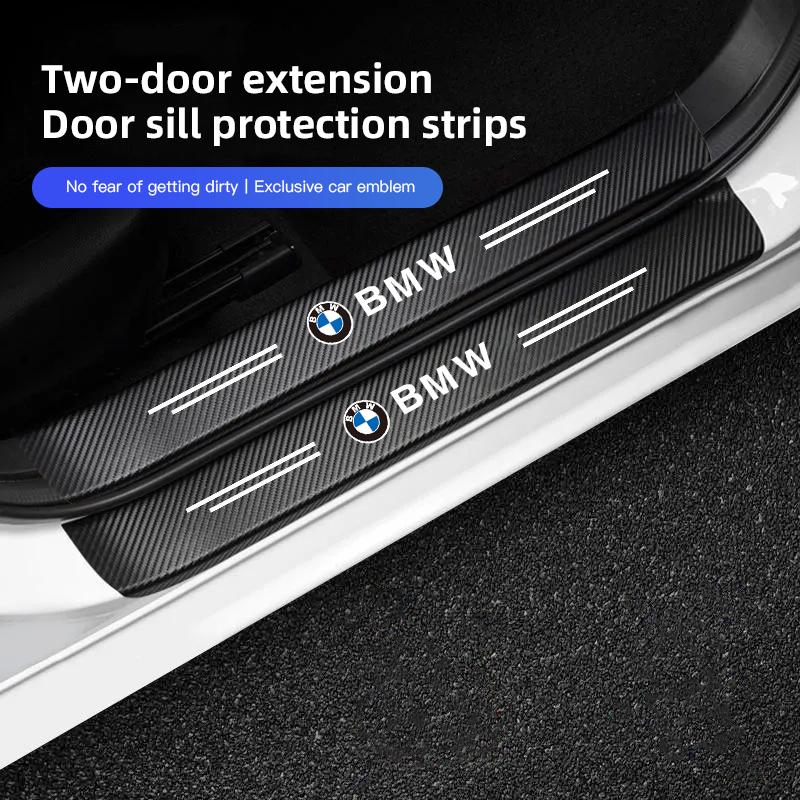 5/9Pcs Auto Door Sill Protective Strip PU Leather Stickes For BMW E46 E90 E60 F30 F10 E39 E36 F20 G20 G30 E92 E87 E91 X5 E70 F11 VM4