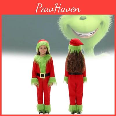 Adorable Christmas Grinch Costume For Kids In Soft Polyester For Festive Celebrations