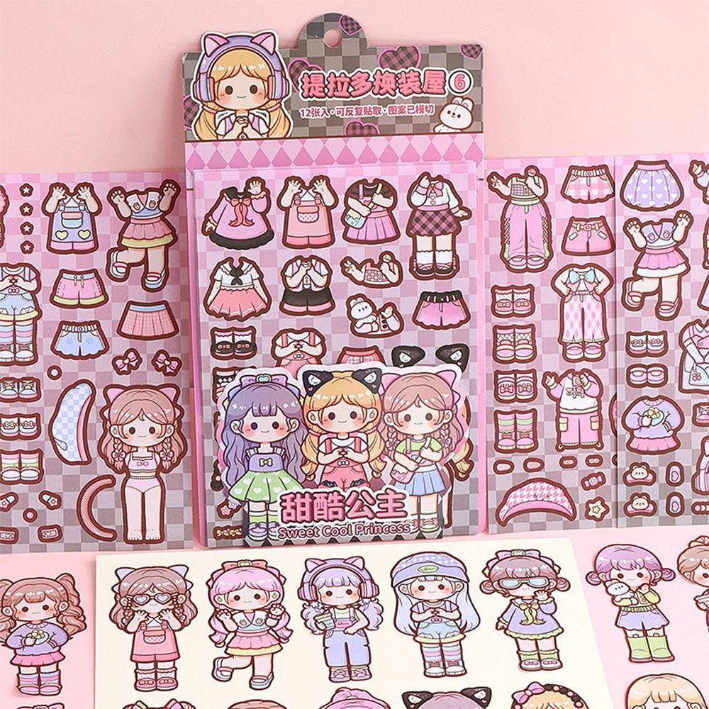 Papper Girls Dress Up Decorative Stickers Multicolor Handbook Stickers  for Kids