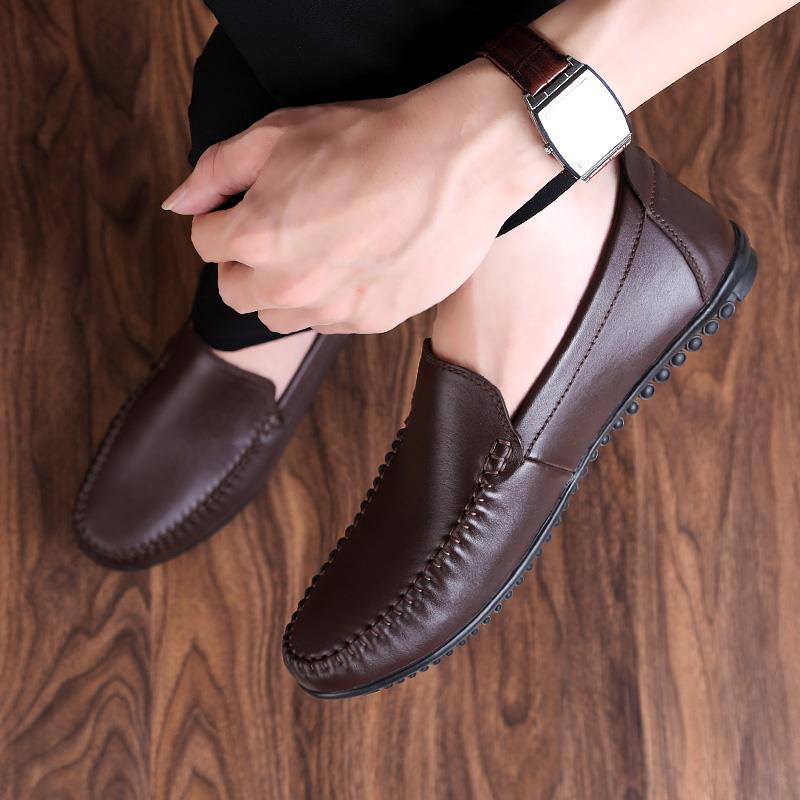 Fashion Soft Luxury Brand Flats Leather Men's All-match Loafers Slip-On Comfortable Walking Shoes Classic Business Casual Shoes for Men