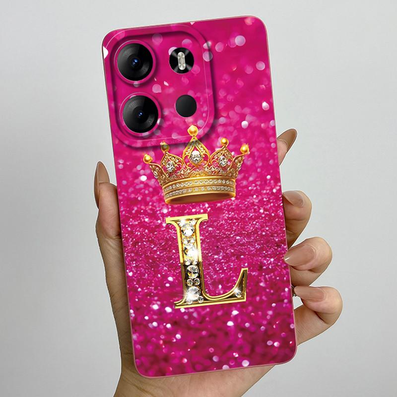 For Tecno Pop 7 Pro Pop7 BF6 BF7 Phone Case Crown Letter Back Cover Soft Liquid Silicone Fundas For Tecno Spark GO 2023 Bumper