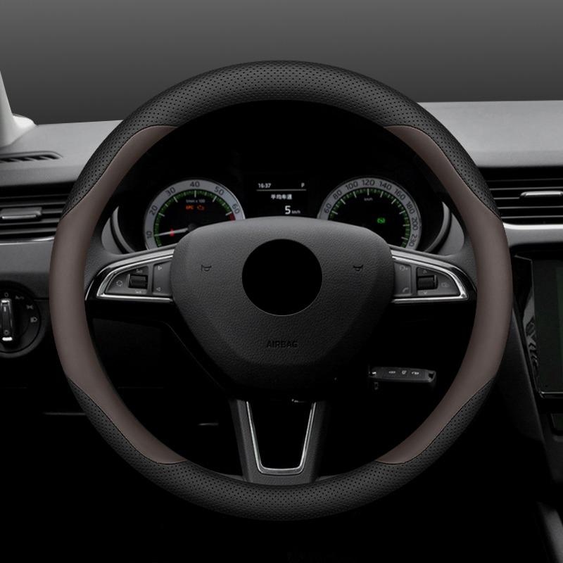 High Quality Leather Car Steering Wheel Cover Wrap for Skoda Octavia Rapid Superb Fabia Kodiaq Kamiq Anti-Slip Auto Accessories
