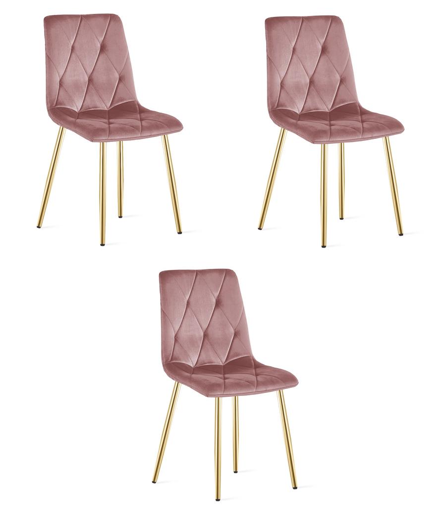 Libra Chair - Pink Velvet / Gold Legs X 3