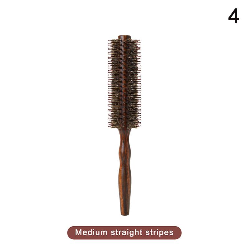 Barber Hair Round Roller Wood Hair Brush Boar Bristle Nylon Hair Comb Hairdressing Combs Round Paddle Brush Women Men Curly Hair