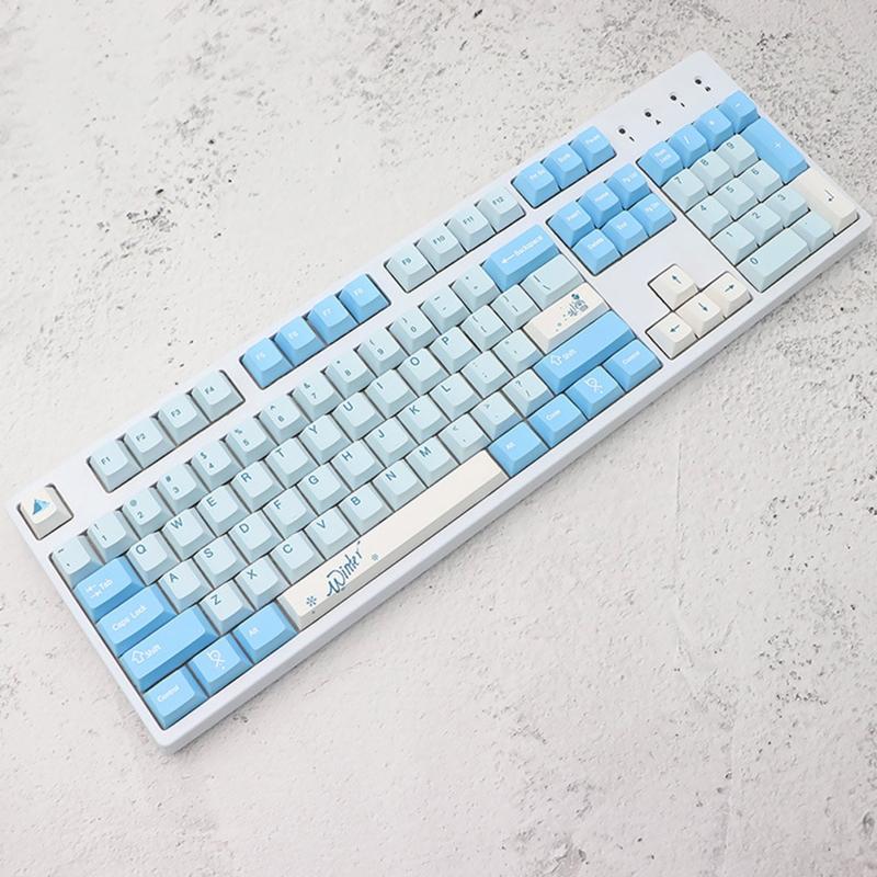 136 Keys  Profile Keycaps PBT 5 Sides DYE SUB Blue Snow Keycap For K61/64/68/84/980 Mechanical Keyboard for Key C