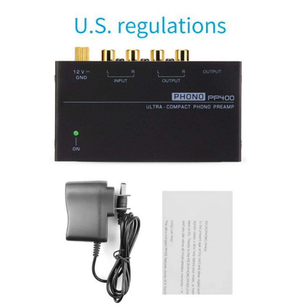 

С RCA 1/4 дюйма Поддержка TRS интерфейсов Предусилитель Черный Фонокорректор US-PP400