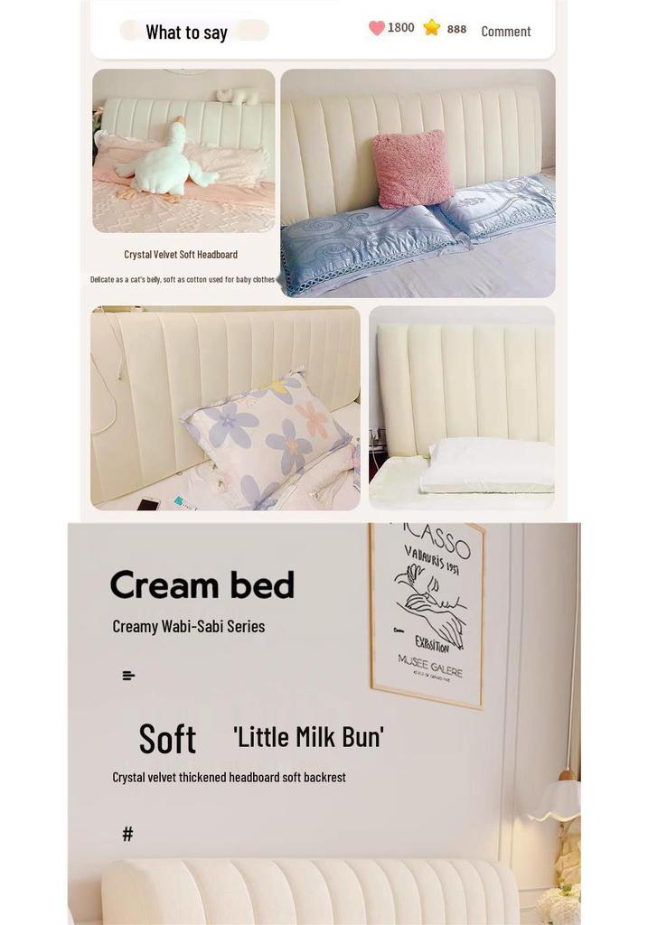 Soft Padded Bedside Cushion Headboard Cover - Washable & Simple Design for Double Beds