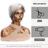 Synthetic Short Straight Wigs With Bangs Extensions Grey Wig Fiber Wigs For Women
