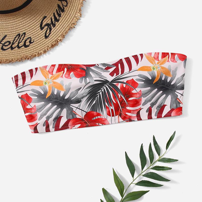 

2025 European & American Plus Size Print Bandeau Bikini Top Swimwear for Women 2XL