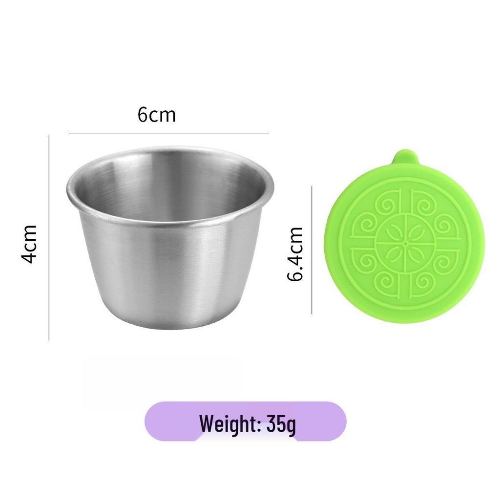 304 Stainless Steel Sauce Container with Silicone Lid, Sealed, for Outdoor Use and Seasoning.