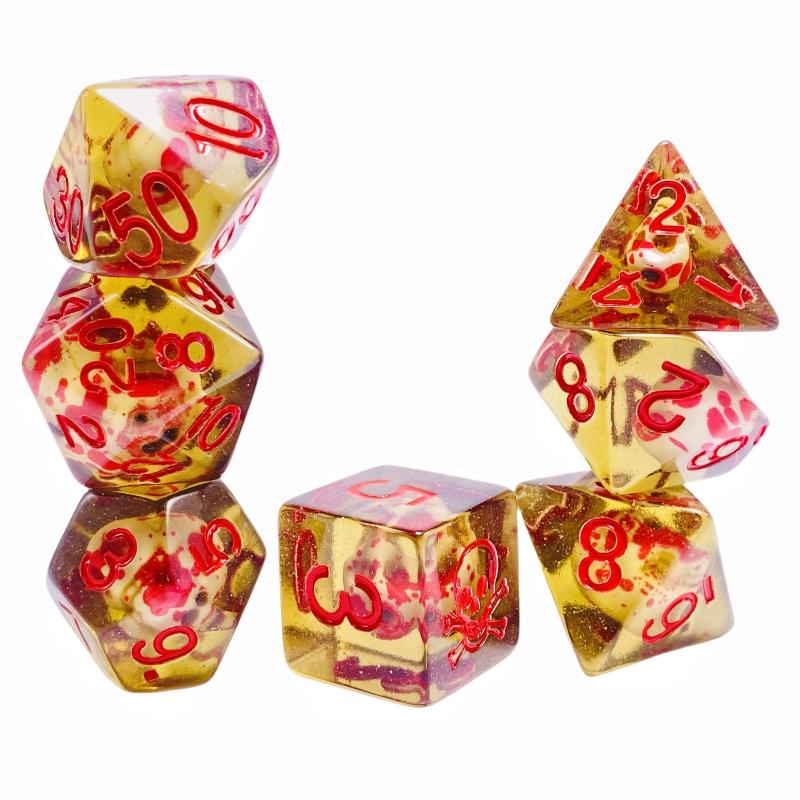 7Pcs Polyhedral Acrylic Dice Set Adorable Duck Print D4 D6 D8 D10 D12 D20 for Tabletop Role Playing Games