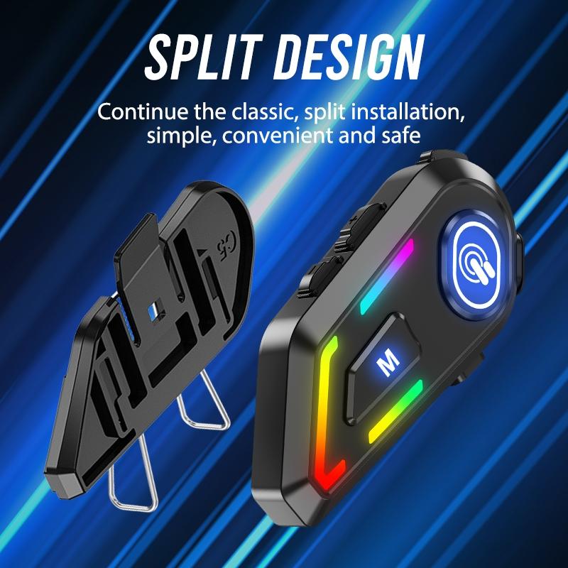 Wireless Motorcycle Helmet Intercom 1000mAh Battery 48H Talk Time Waterproof