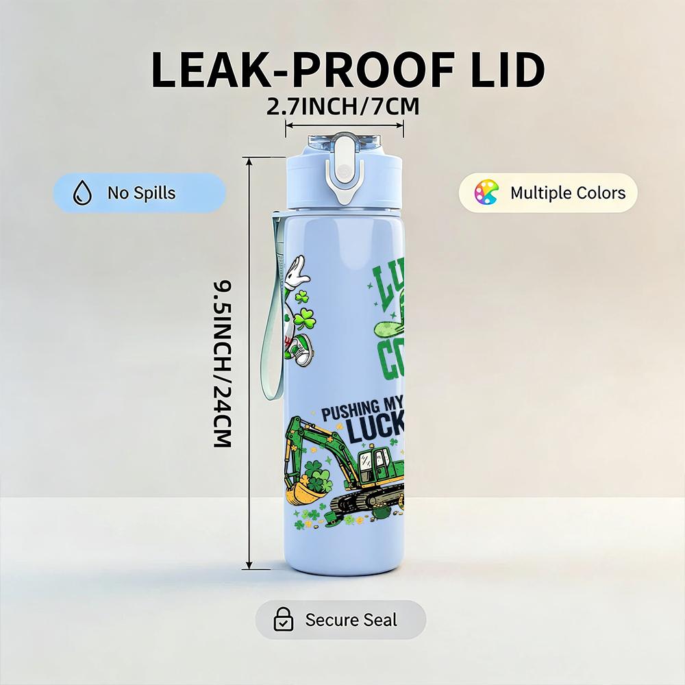 1PC Lucky Duck Frog Floral Combo Print 750ml Color Plastic Water Bottle Leakproof Flip Straw Lid For Sports Office Home Use