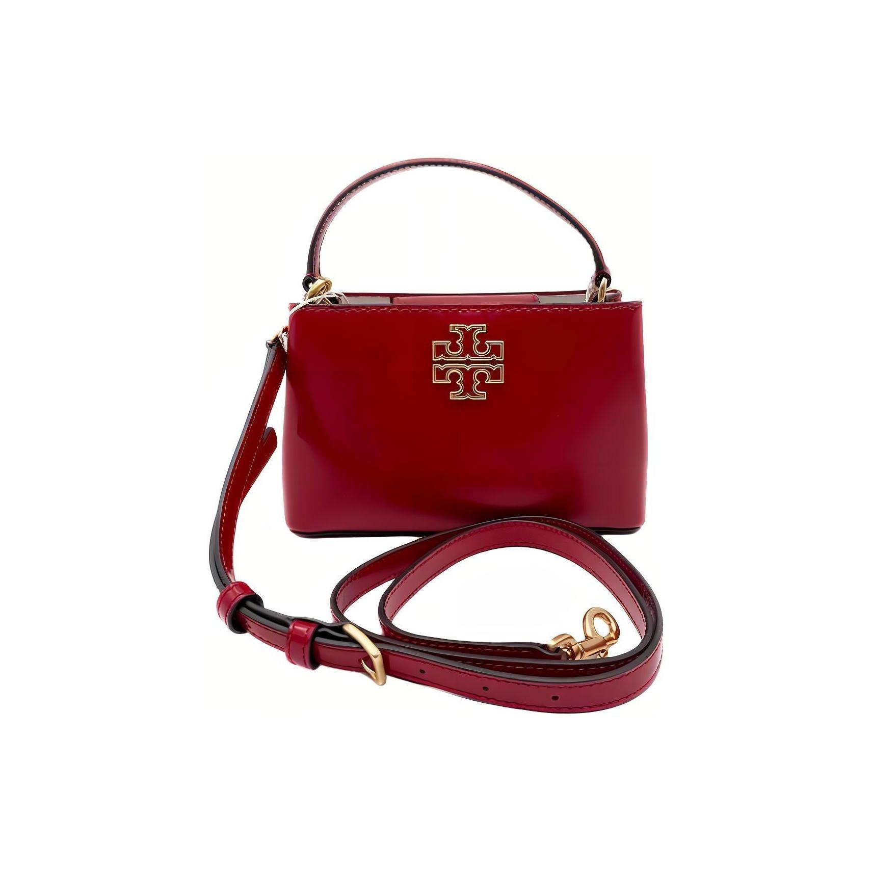 

Сумка через плече Tory Burch Britten зі шкіри з подвійним логотипом T, маленька жіноча сумка, червона 142622-600 Basic Set (Bag+Dust Bag)