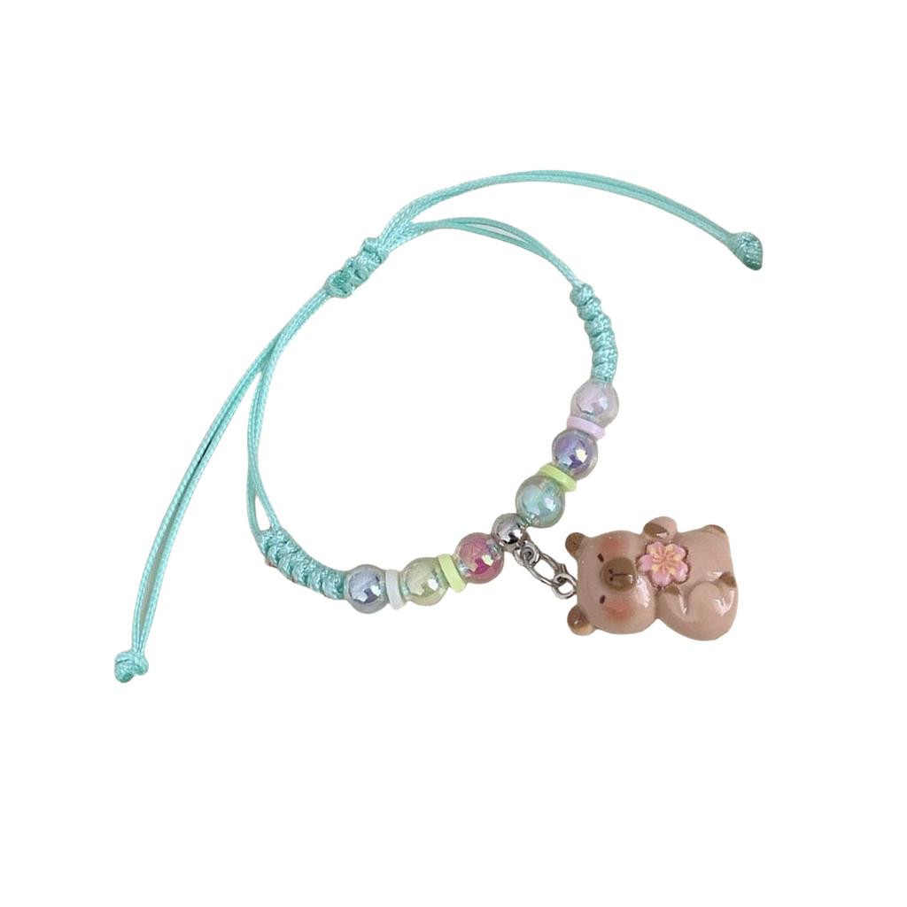 Adorable Children's Macaron Colored Bracelet Featuring Cartoon Capybara Pattern Comfortable And Secure For Daily Wear