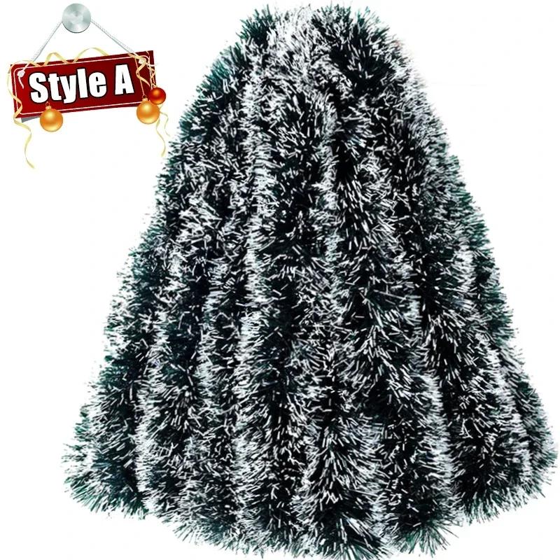 

40/2m Artificial Christmas Tinsel Ribbons Xmas Tree Hanging Pendents Ornaments Green Cane Ribbon Garland Wreath Home Party Decor 2PCS (4m)