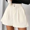 Women's Button Front Shorts Elastic High Waist Wide Leg Summer Shorts