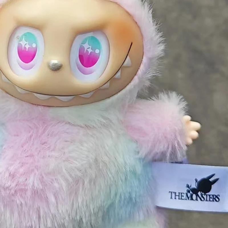 Zimomo Rainbow Colors Labubu Anime Figure Plush Dolls Vinyl Pendant Doll Backpack Pendant Decoration Plush Kids Gift Replicas