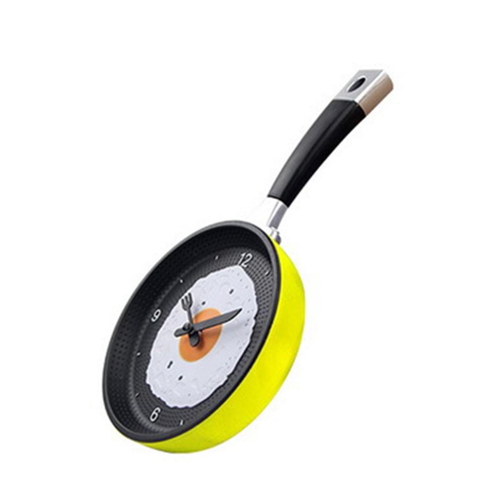 3D Pan Fried Egg Shape Pot Battery Operated Wall Clock Modern Kitchen Decoration