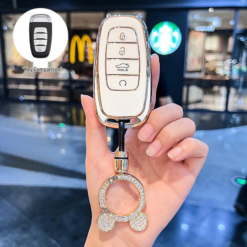 Premium Key Cover for Hongqi H5, HS5, H6, HS3, H9, HS6, EQM5, HS7 - Elegant Car Shell Buckle