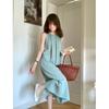 French backless sleeveless vest dress women's summer niche design sense neck sling long skirt texture advanced sense