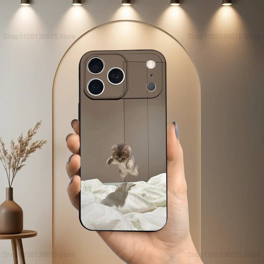 

Cute Animals Clingy Cats For iPhone 12,14,13,15,8,7,16,11,17,X,Mini,Plus,Pro,XR,SE,XS,Max,Soft Silicone Black Case iPhone14PROMAX