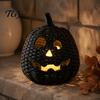 Autumn Table Decoration Halloween Resin Pumpkin Basket, Faux Woven Lantern Ornament, Spooky Gothic Home Decor Black Candy Jar for Tabletop Mantel
