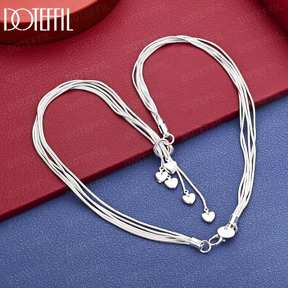 925 Sterling Silver Snake Heart Necklace, Fashion Jewelry 44cm