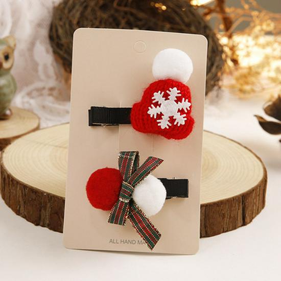 Kids' Christmas Hair Accessories: Snowflake Clips, Knit Hat, Hairpins & Bow Gift Set