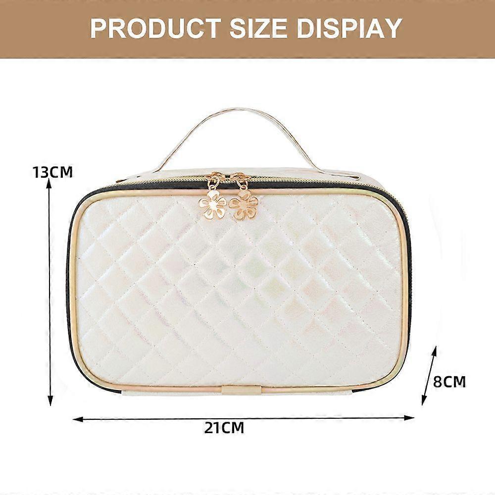 Laser Leather Diamond Plaid Cosmetic Bag, Portable Cosmetic Bag, PU Material