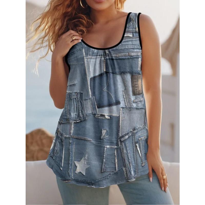 Summer Women's Sleeveless Colorful  Vest Comfortable Soft Leisure Loose Fashionable Versatile Vest